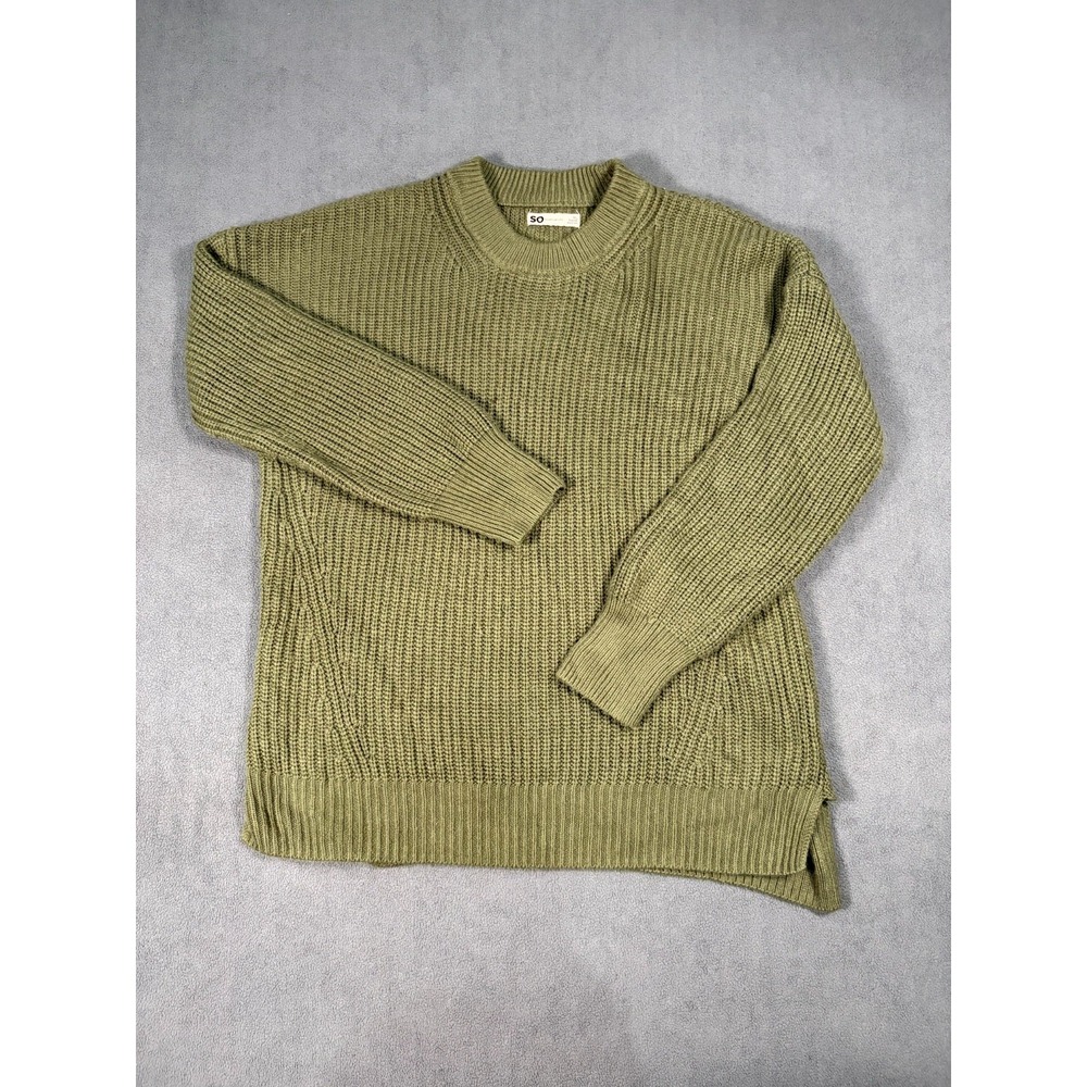 SO Goods For Life Sweater Womens XL Olive Green Chunky Knit Acrylic Relaxed Fit